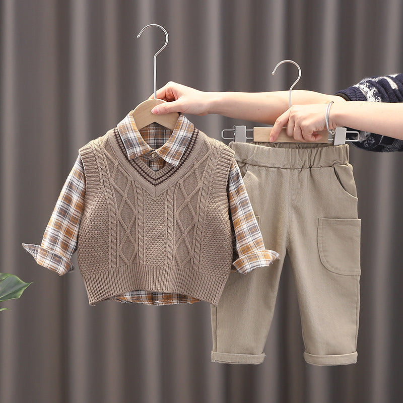 Boy Sweater Vest Three-piece Set