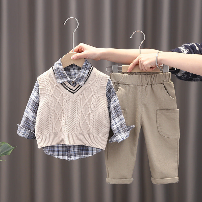 Boy Sweater Vest Three-piece Set