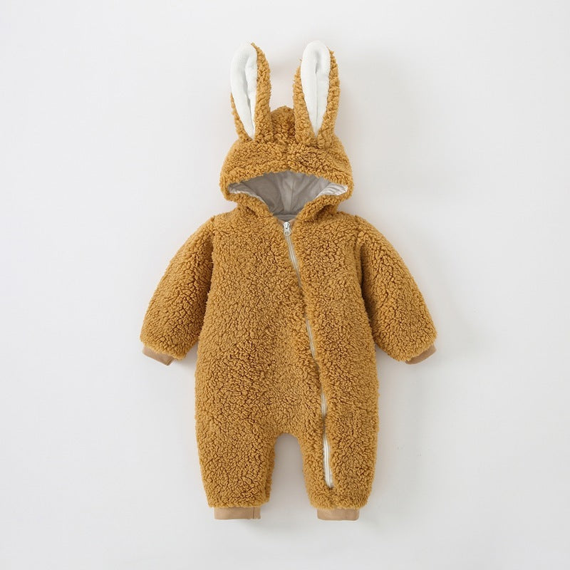 Baby Warm Bunny Ears Jumpsuit
