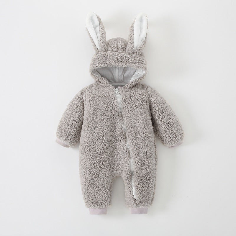 Baby Warm Bunny Ears Jumpsuit