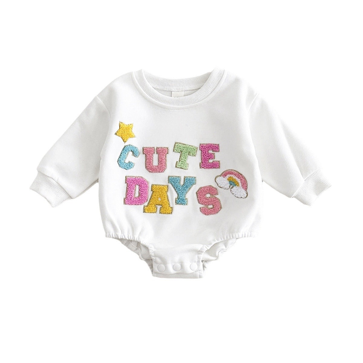 Newborn Long-sleeved Thickened Cartoon Color Alphabet Embroidery Romper Jumpsuit