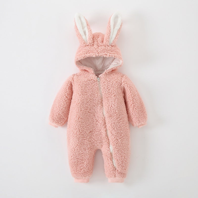 Baby Warm Bunny Ears Jumpsuit