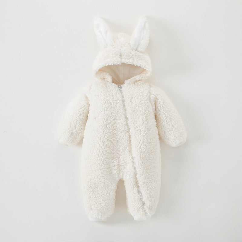 Baby Warm Bunny Ears Jumpsuit