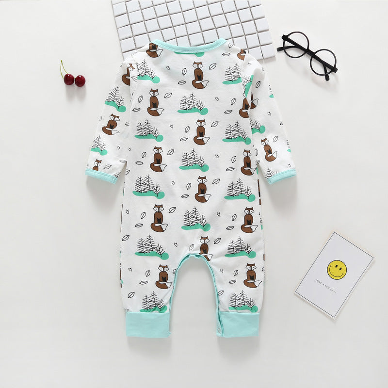 Newborn Cartoon Print Long Sleeve One Piece