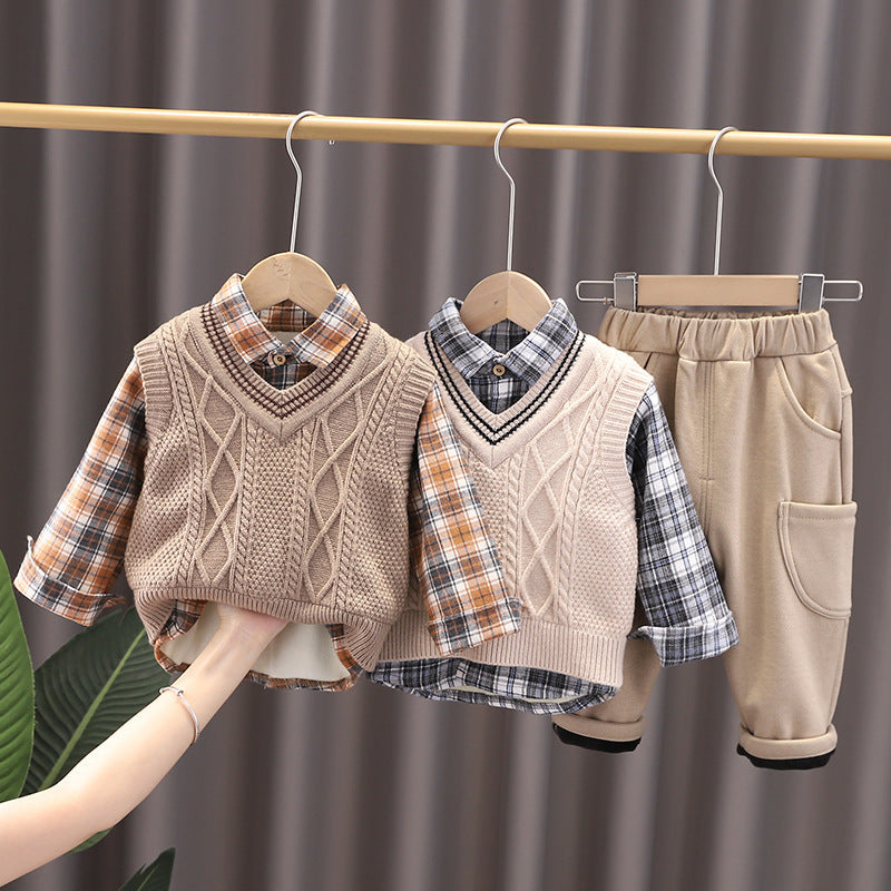 Boy Sweater Vest Three-piece Set