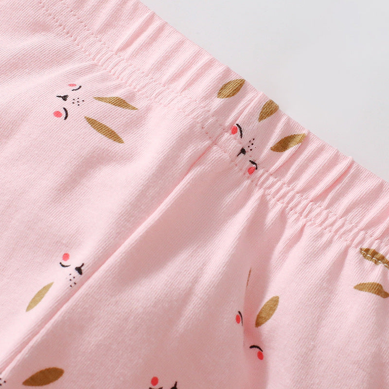 Summer Baby Kids Cartoon Rabbit Pattern T-shirt and Striped Pants 2-Piece Clothing Set for Girls-2