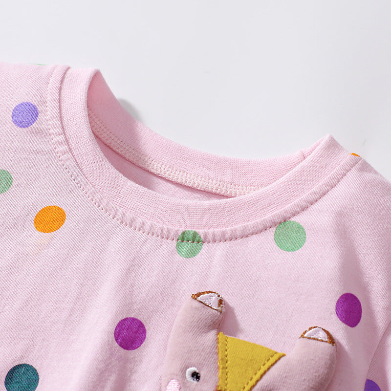 Summer Arrival Polka Dots Pattern Short Sleeves Tulle Patchwork Dress for Stylish Girls-3