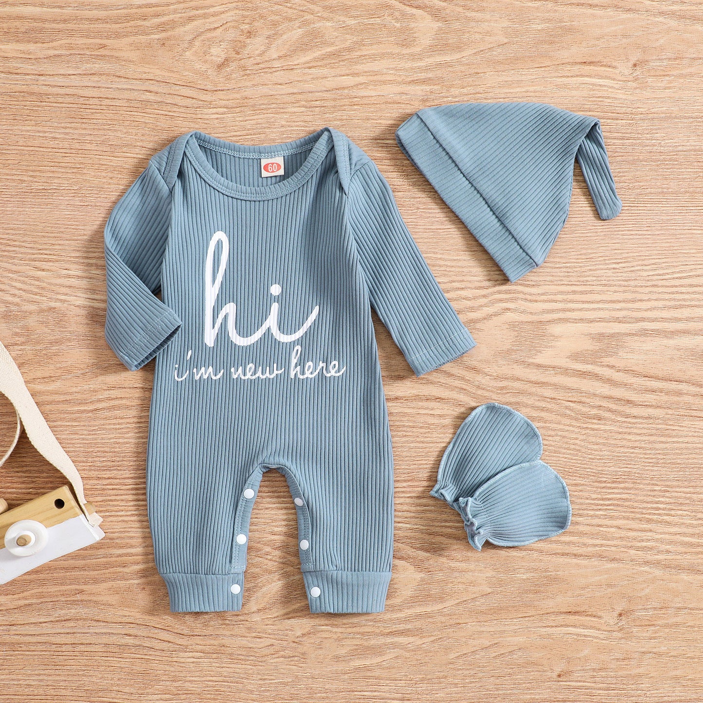 Baby Romper Hat Anti-grasping Gloves Three-piece Set