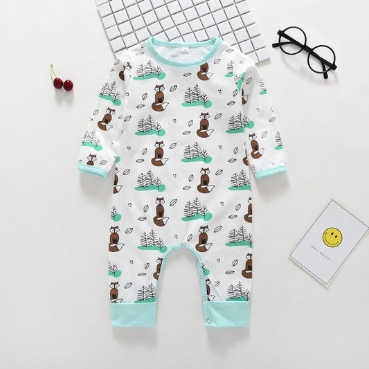 Newborn Cartoon Print Long Sleeve One Piece
