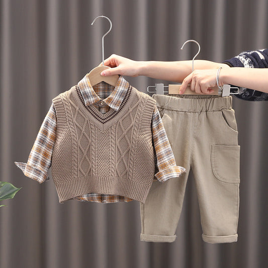 Boy Sweater Vest Three-piece Set
