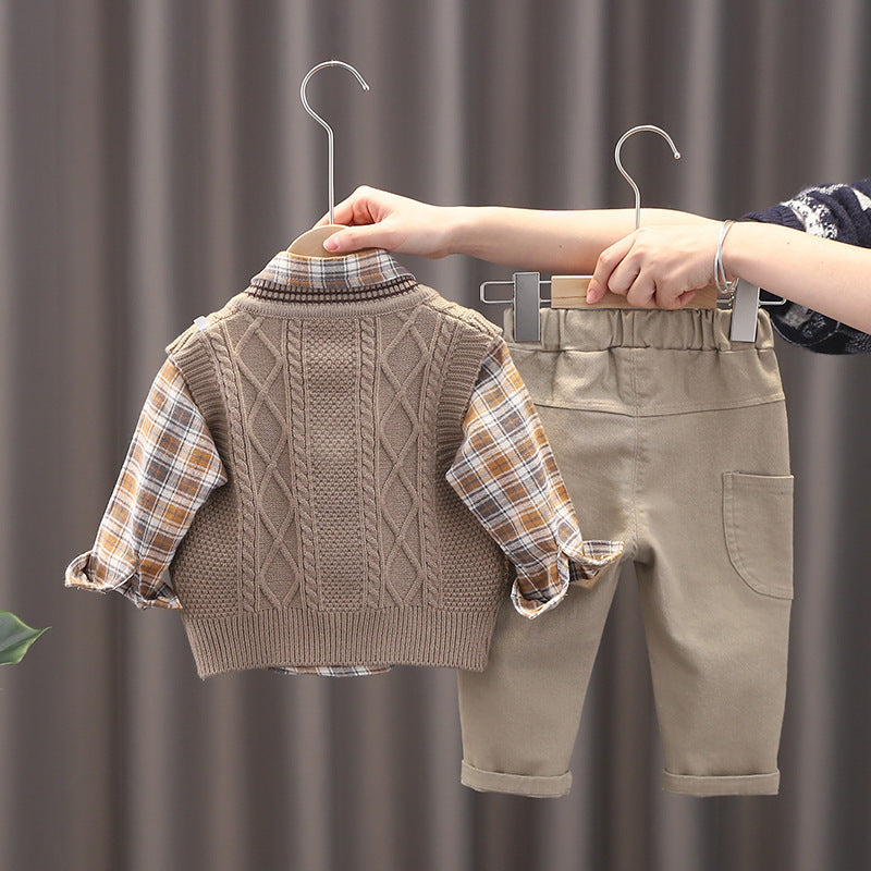Boy Sweater Vest Three-piece Set