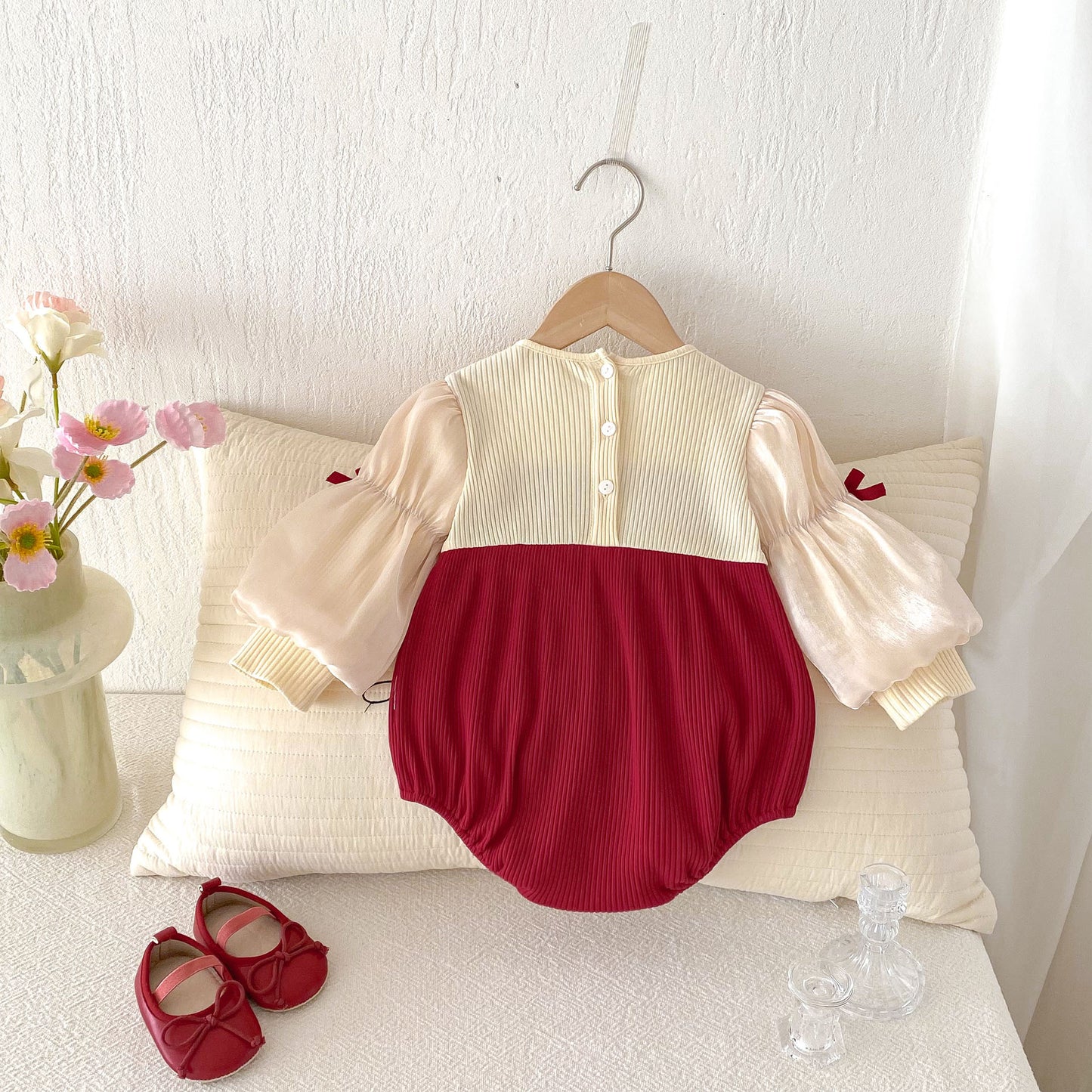 Baby Jumpsuit Bow Puff Sleeve Bottom-covering Rompers