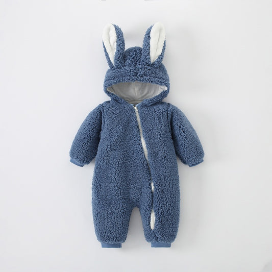 Baby Warm Bunny Ears Jumpsuit